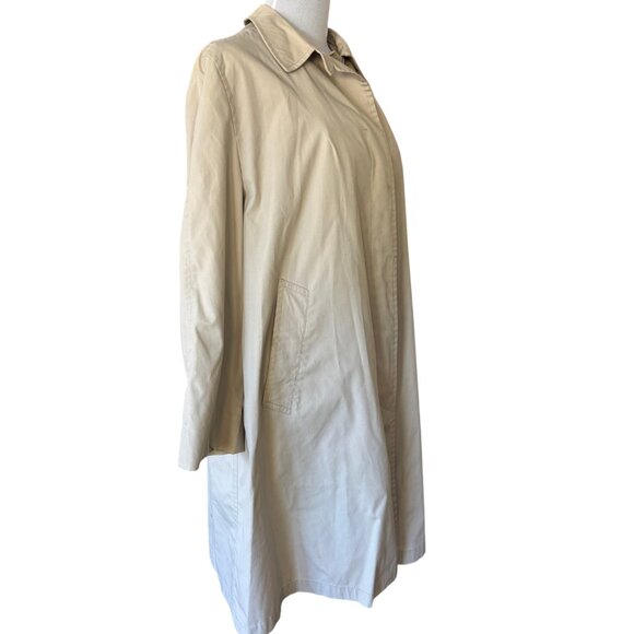 Gleneagles women's Vintage classic long tan trench coat hidden buttons sz 14P - Picture 3 of 14